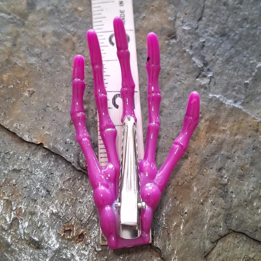 Purple Skeleton Hand Hair Clip